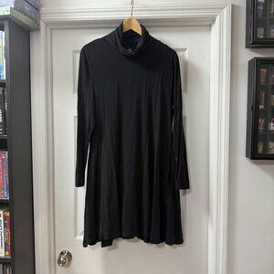 Nina Leonard super soft black long sleeve turtleneck trapeze dress size XL